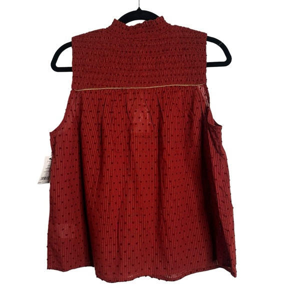 NWT Joie Josea Striped Fil Coupe Cotton Jacquard Top in Russet Brown, Size L - Picture 5 of 11